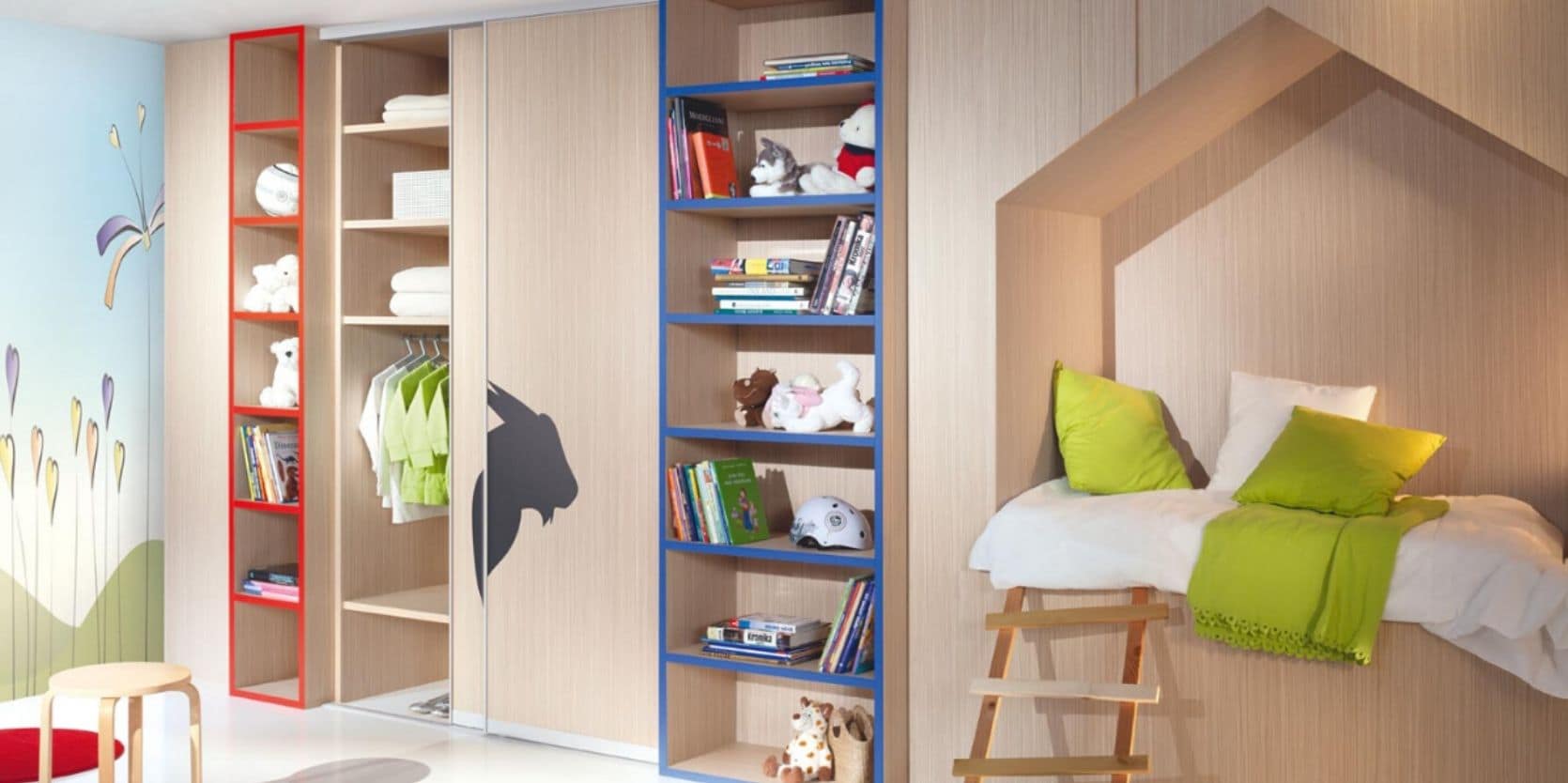 Child’s bedroom with built-in wardrobe and nook