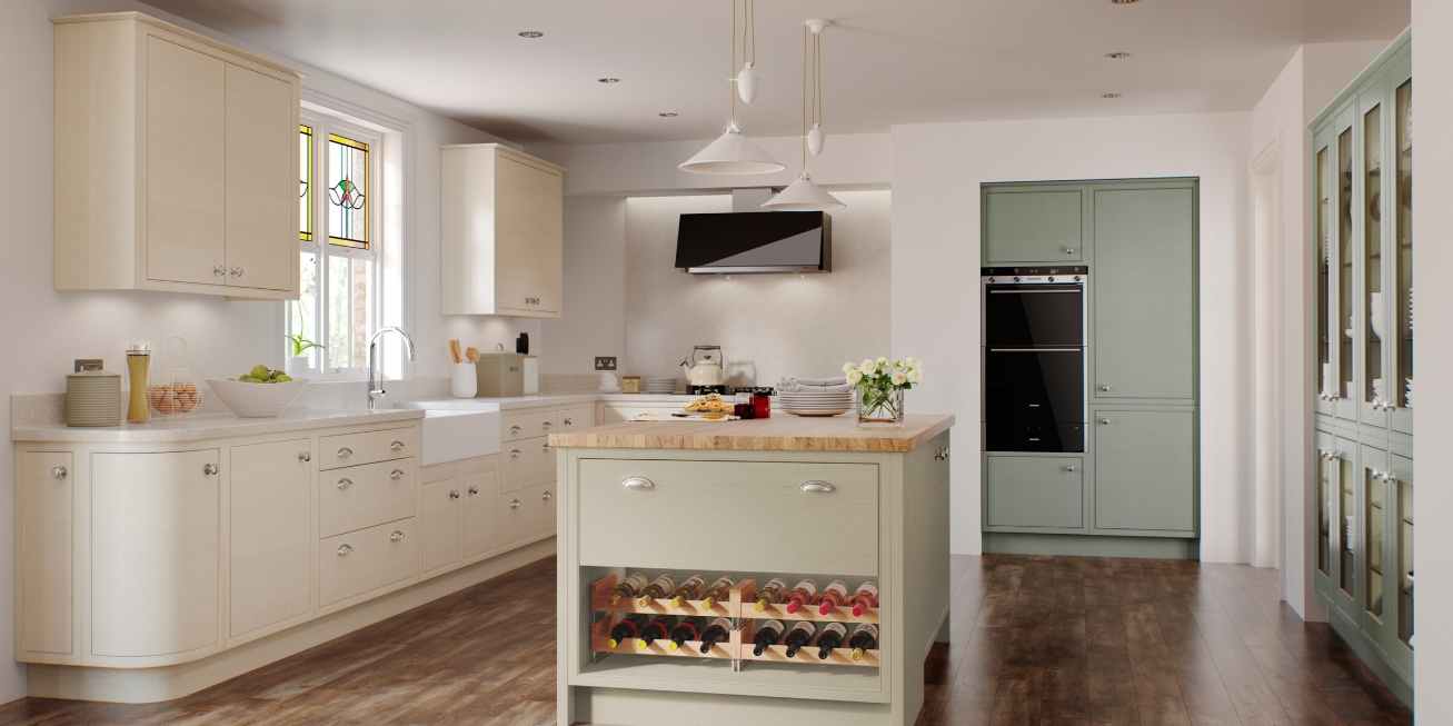 Mereway, English Revival, Modern Classic Collection Kitchen Island With Wine Rack