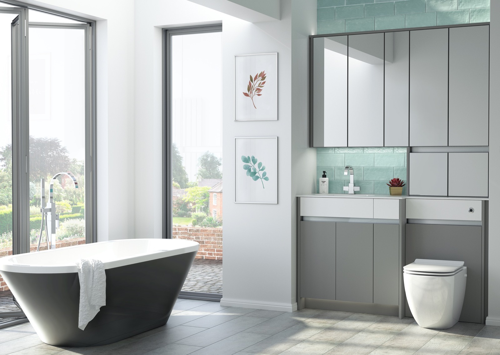 Contemporary Fitted Flat White and Flat Grey