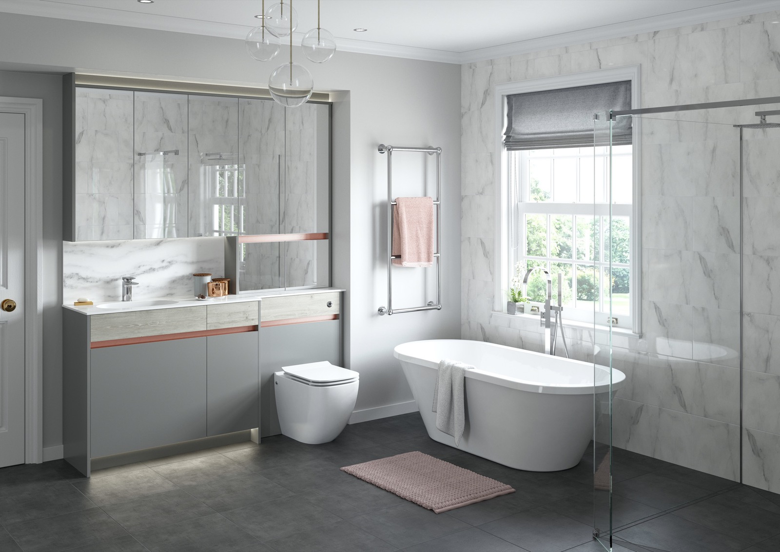 Contemporary Fitted Sandwashed White and Flat Grey