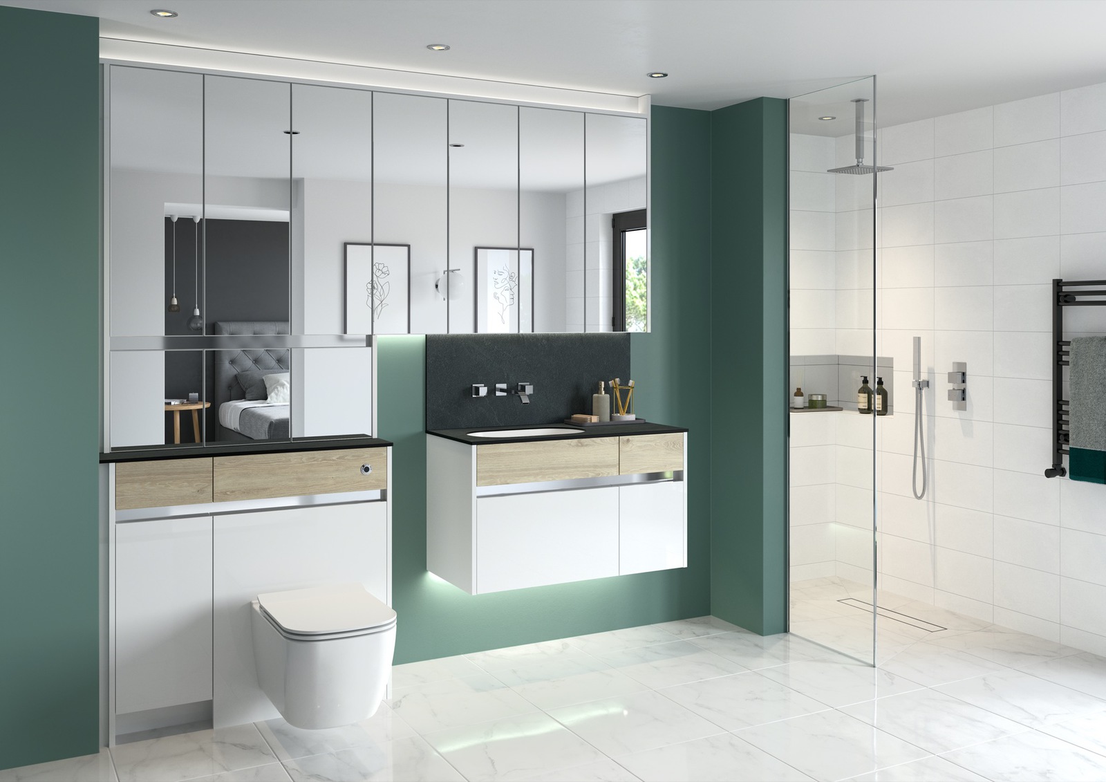 Contemporary Fitted Washed Oak and Flat White