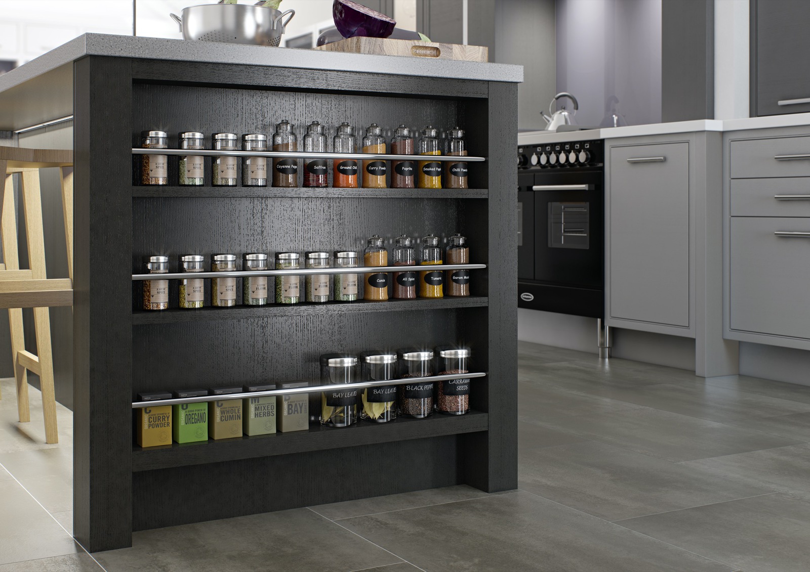 Feature Spice Rack End Cabinet