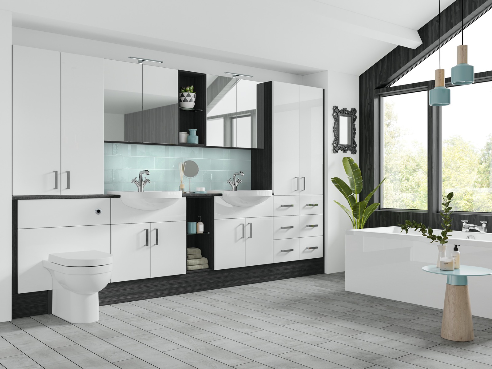 Original Fitted Nadia White Gloss and Black Linear