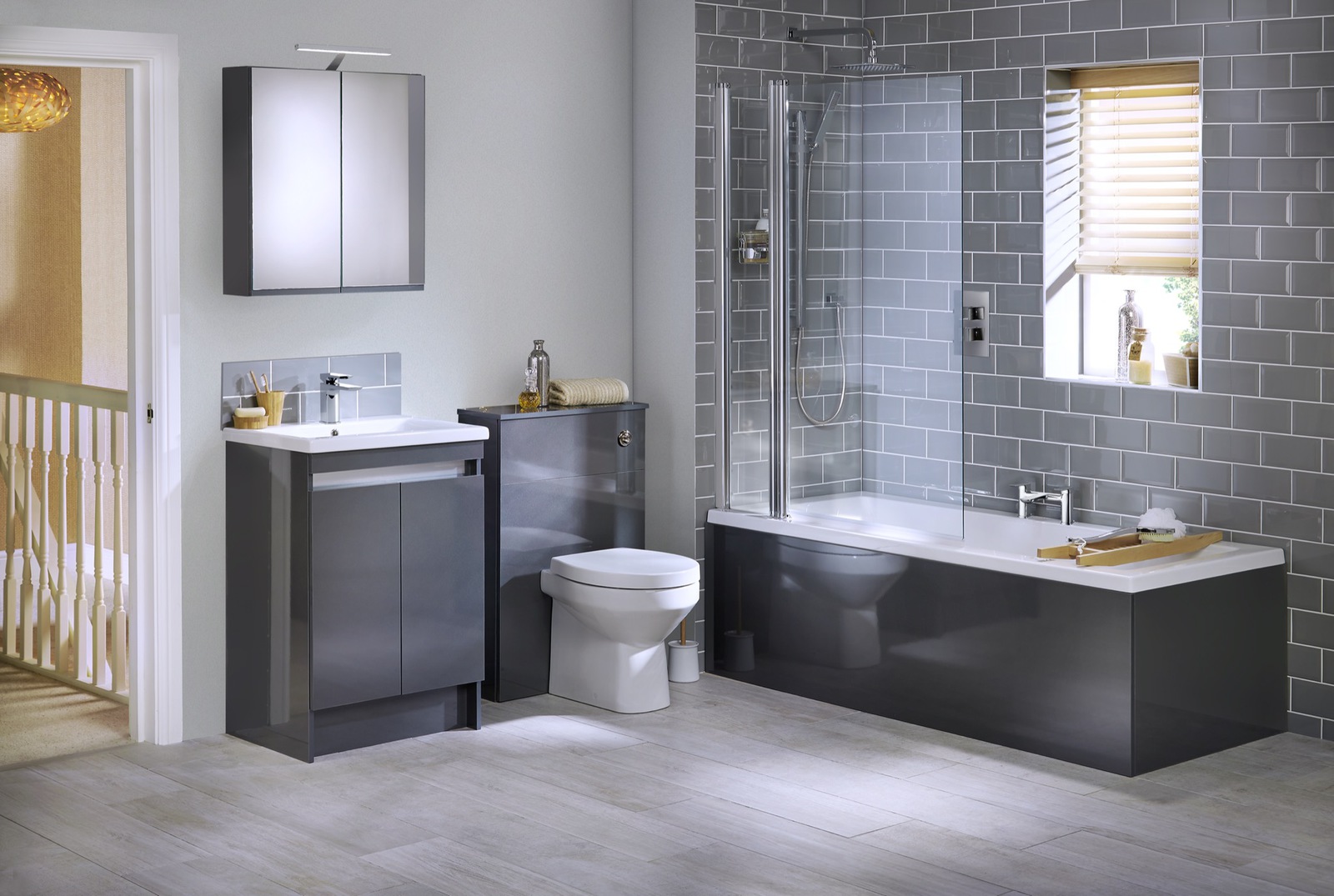 Qube Freestanding Midnight Grey Gloss