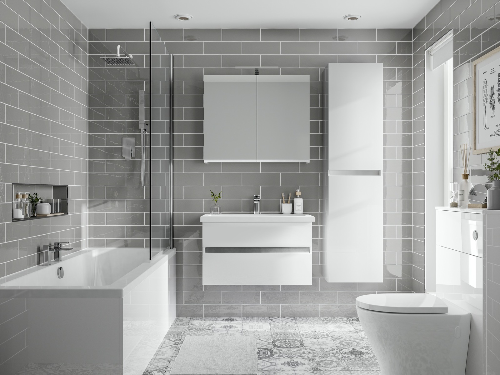 Qube Wall Mounted White Gloss