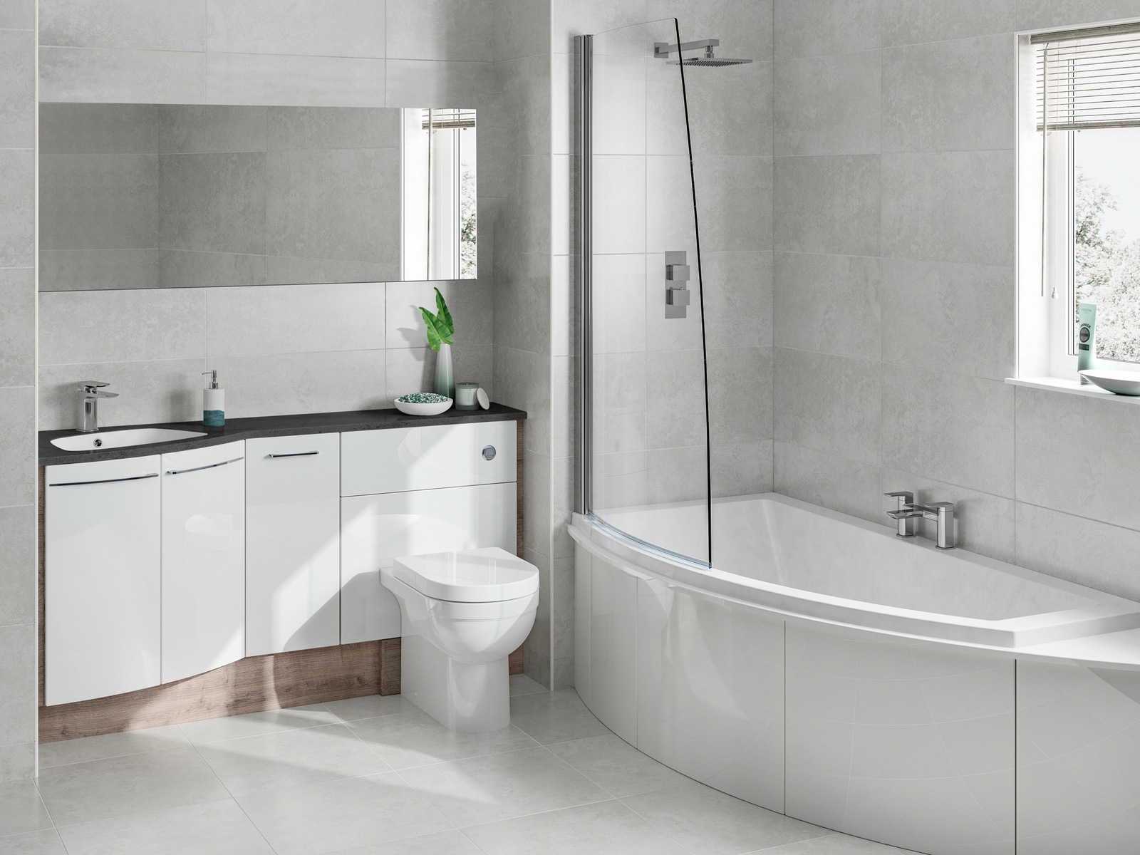 Symmetry White Gloss and Durham Oak