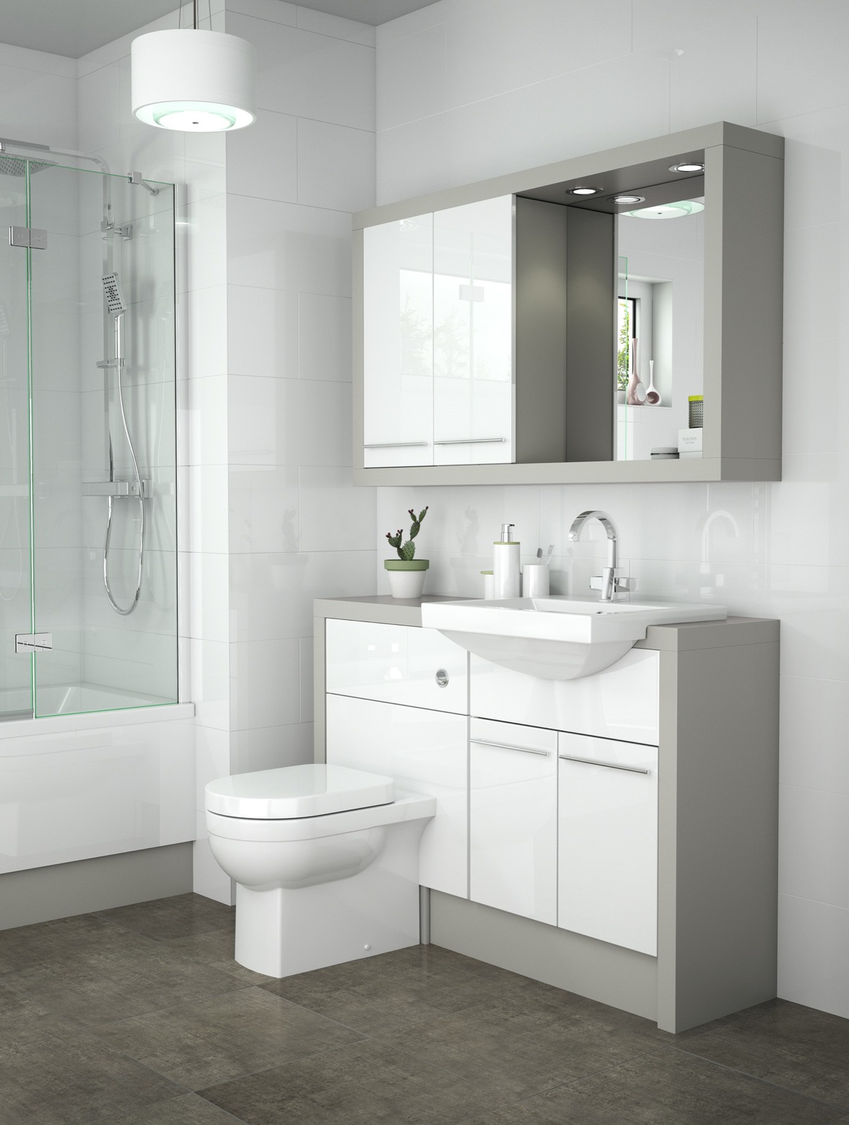 i-Line Fitted Nadia White Gloss and Aragon Flint